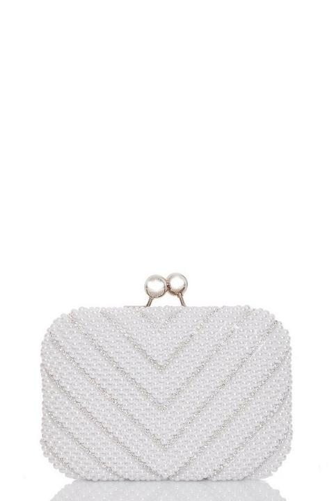 white diamante clutch bag