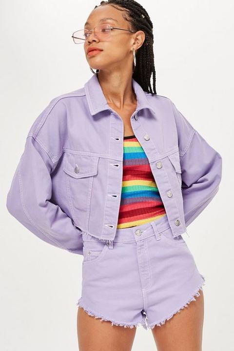 Womens Lilac Denim Hacked Jacket - Lilac, Lilac