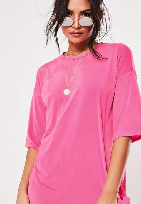 Pink Oversized T Shirt Dress Top ...