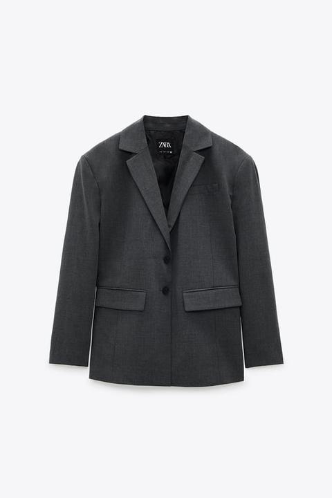 Shoulder-padded Blazer With Vent