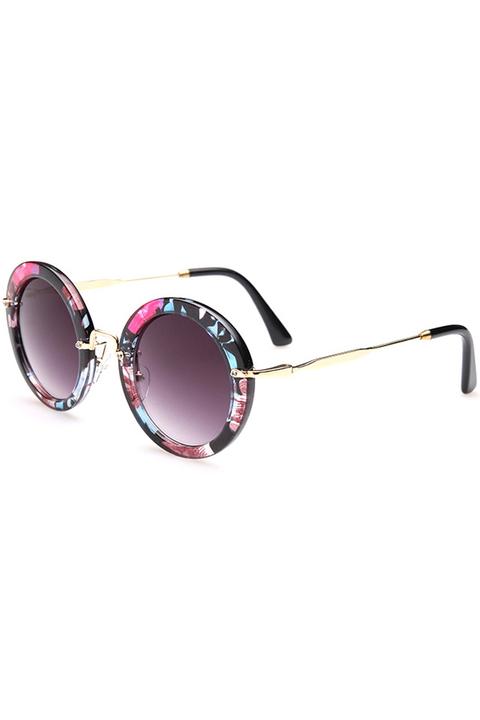 Flower Pattern Round Sunglasses