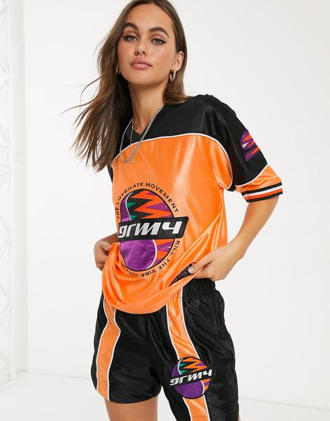 Grimey Oversized T-shirt With Logo Co-ord-orange