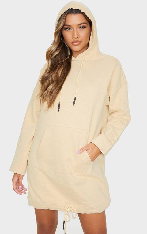 Stone Oversized Pocket Front Drawstring Hem Jumper Dress