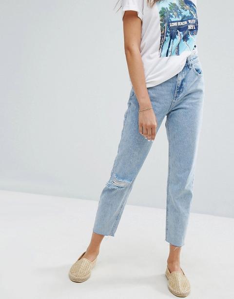 Pimkie - Mom Jeans Dritti Con Strappi - Blu