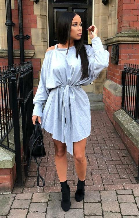 Grey Cold Shoulder Cut Out Jersey Dress - Laura