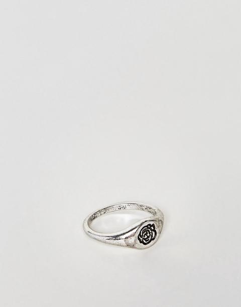 Asos - Anello Chevalier In Argento Sterling Con Rosa - Argento