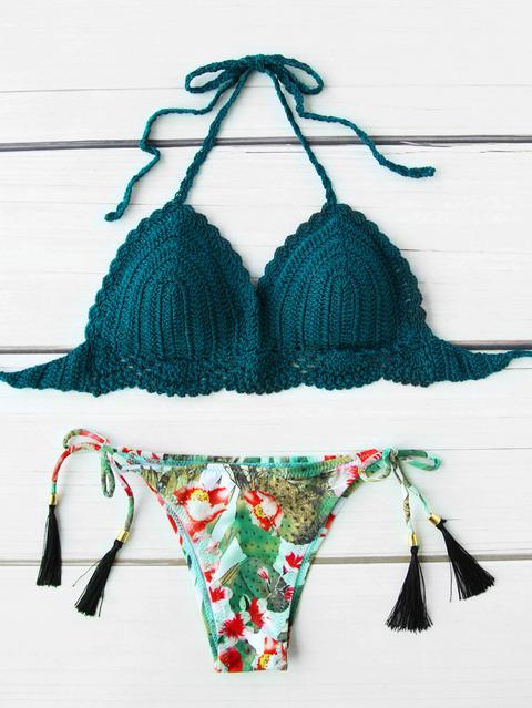 Top Bikini All'uncinetto ,con Slip Bikini