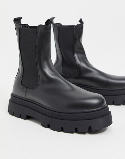 Bershka - Bottines Chelsea Chunky - Noir