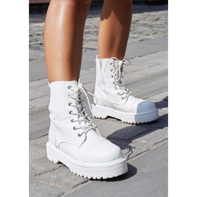 chunky white lace up boots