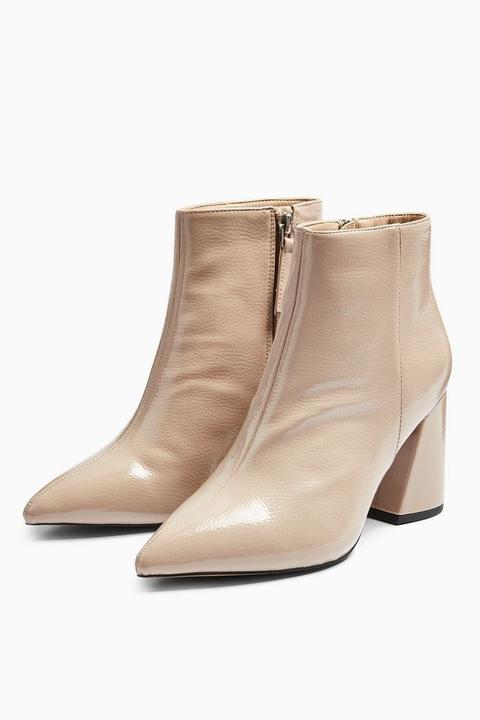 **wide Fit Hackney Taupe Pointy Patent Boots
