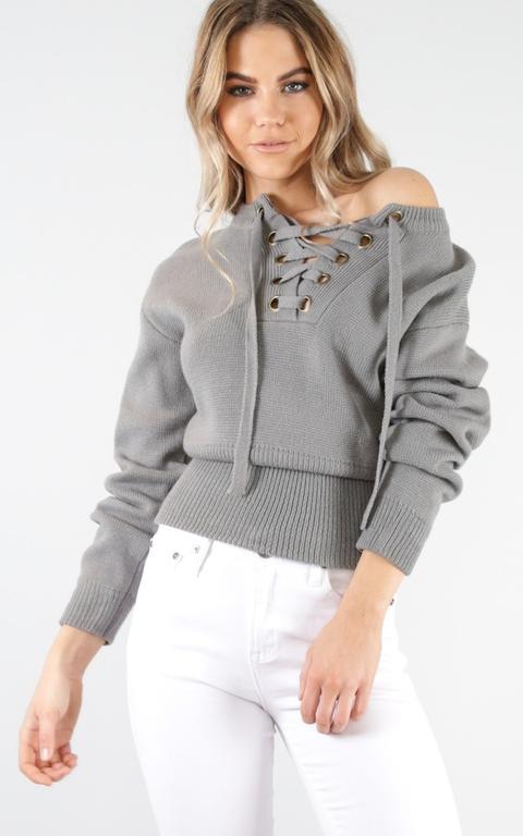 Without You Knit Jumper In Grey