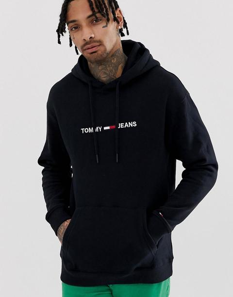 Sudadera Con Capucha De Corte Holgado Negra Con Logo Pequeño En El Pecho De Tommy Jeans-negro