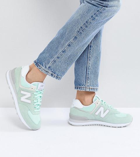 New Balance - 574 - Sneakers Scamosciate Menta - Verde from ...