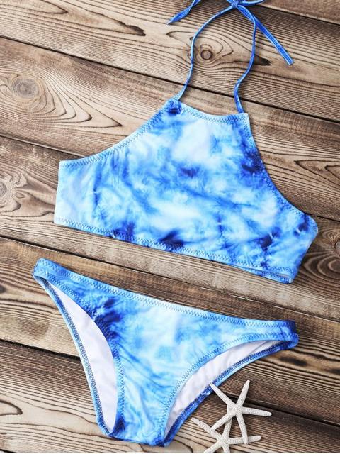 Azul De Cuello Alto Set Bikini