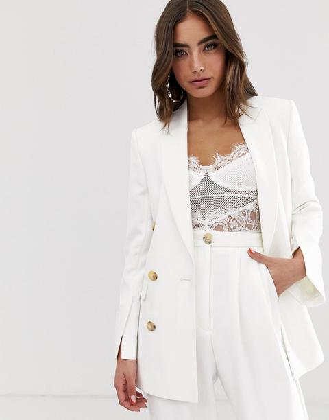 Asos Design - Blazer Da Abito Bianco Con Bottoni - Bianco