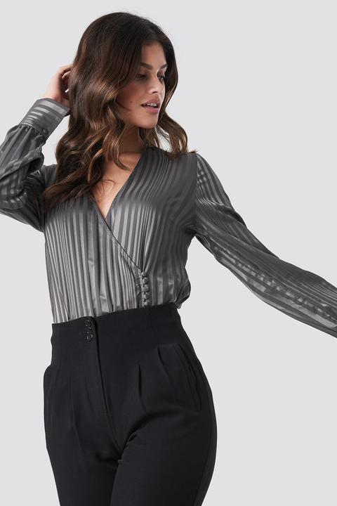 Side Button Up Blouse Grau