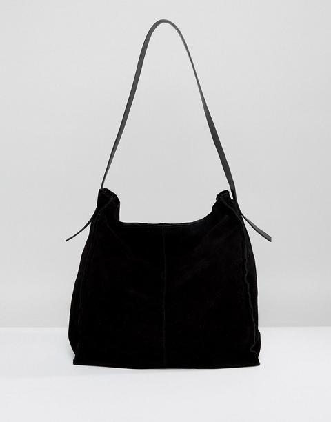 Asos - Borsa Da Spalla Scamosciata A Contrasto - Nero