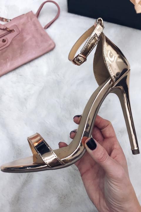 Megan Rose Gold Metallic Barely There Heels