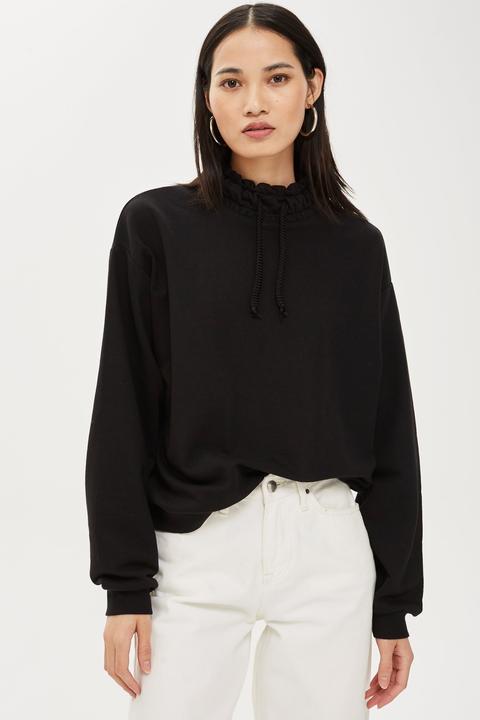 Womens Funnel Neck Sweatshirt - Black, Black