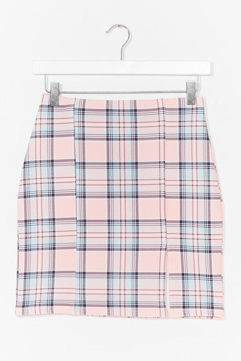 Womens At Your Slits End Check Mini Skirt