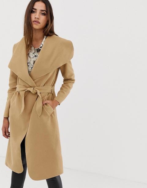 Ax Paris - Cappotto Oversize Con Cintura - Marrone