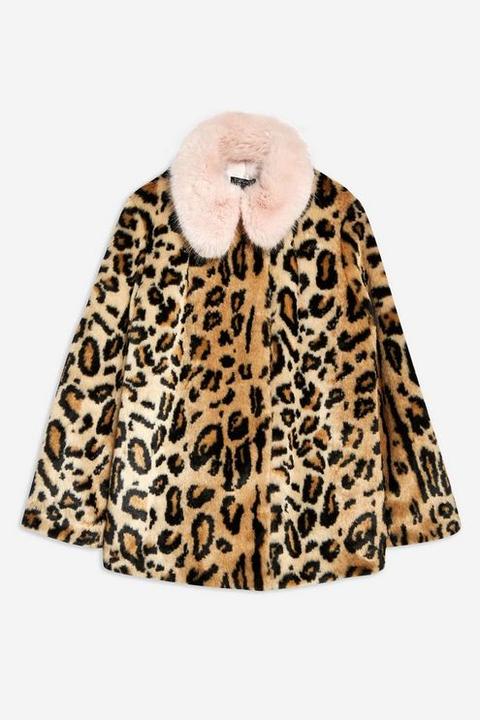 Topshop leopard hot sale fur coat