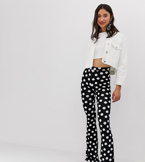 Pantalones Acampanados Con Estampado De Lunares De Asos Design Tall