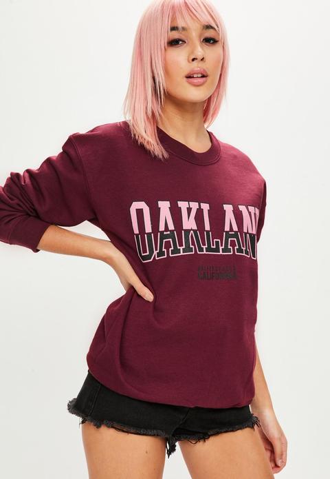 Burgundy Oakland Graphic Sweatshirt, Red