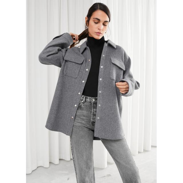 oversized wool blend workwear shirt