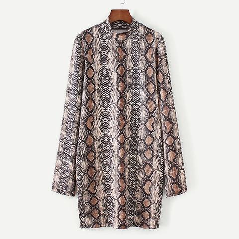 Vestito A Tunica Con Stampa Serpente