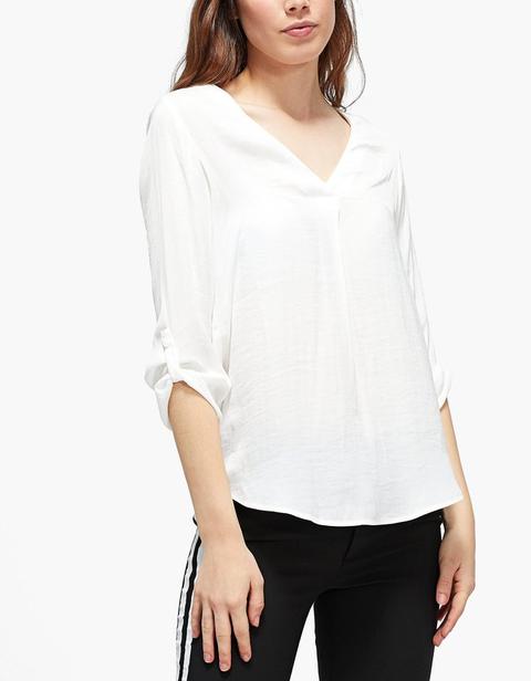 Camicia Lunga Scollo A V Bianco