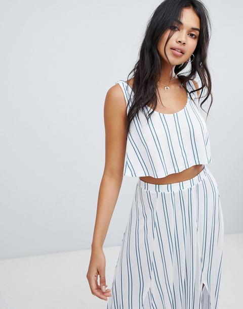 Asos Design Knot Twist Jersey Beach Co-ord Top In Stripe-multi