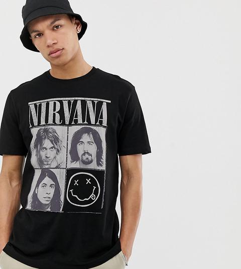 Camiseta Holgada Con Diseño De Nirvana De Asos Design Tall-negro