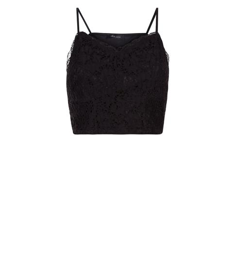 Black Lace V Neck Bralet New Look