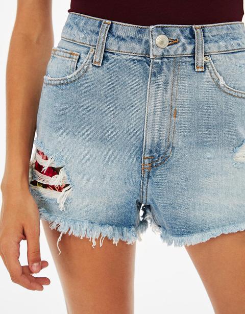 Short Demin High Waist Detalle Tul