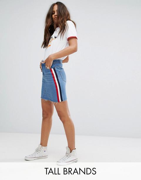 Daisy Street Tall Side Stripe Denim Skirt