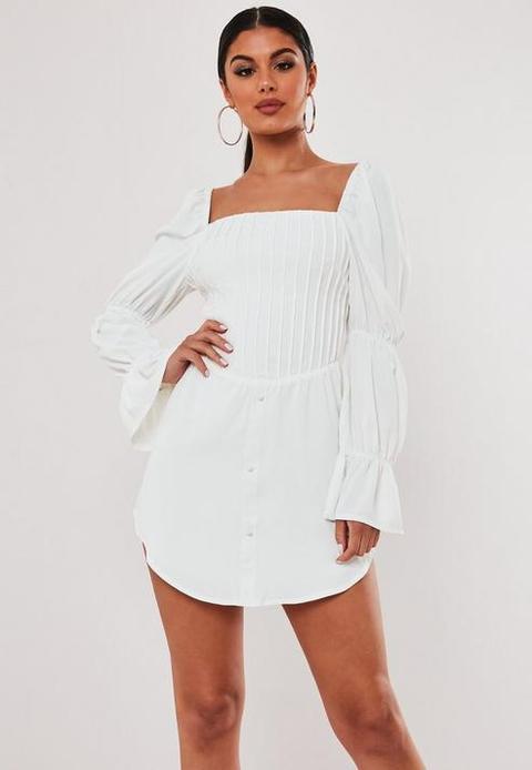 Stassie X Missguided White Corset Bodice Milkmaid Dress, White
