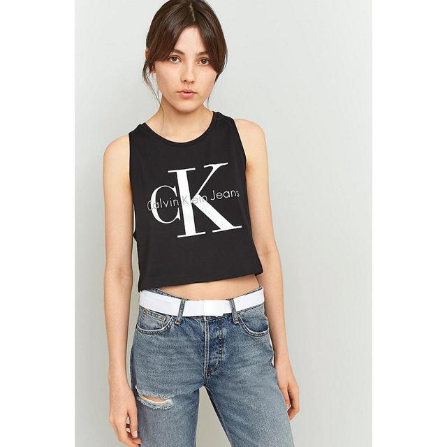 Calvin Black Logo Cropped Tank Top Urban Outfitters on 21 Buttons