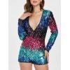 Plunge Neck Sequined Romper