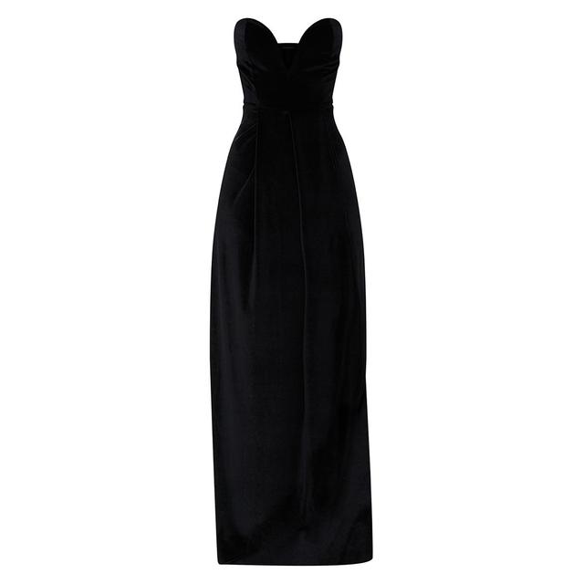 black velvet draped wrap detail bandeau maxi dress