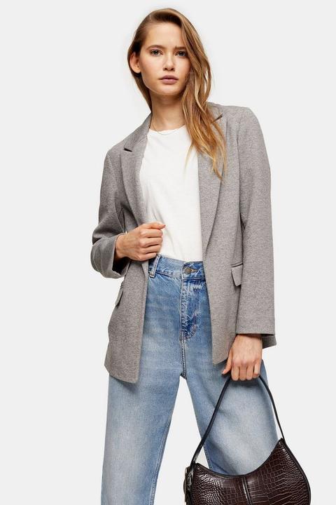 Grey Jersey Double Breasted Blazer
