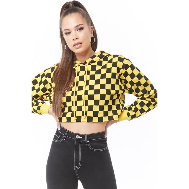 checkered cropped hoodie