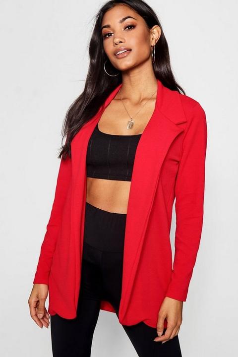 Womens Crepe Blazer - Red - 14, Red