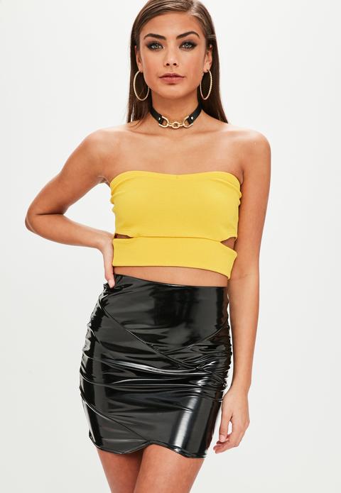 Yellow Cut Out Bandeau Crop Top