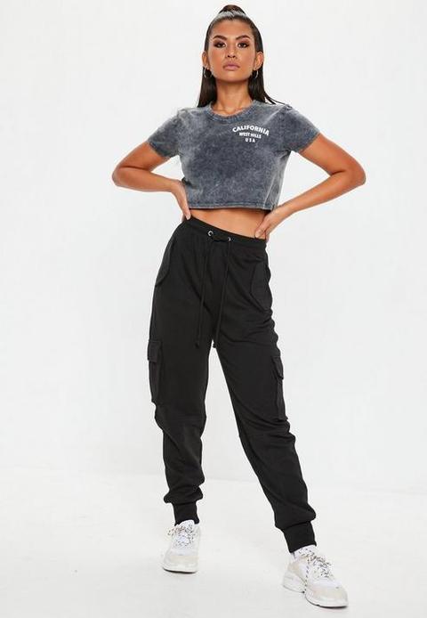 Black Utility Pocket Cargo Joggers 