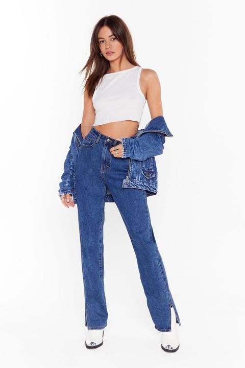 Womens Split Hem High Waisted Jeans