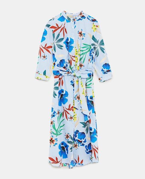 Vestito Con Stampa A Righe E A Fiori