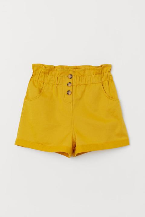 Pantalón Corto Con Lino - Amarillo