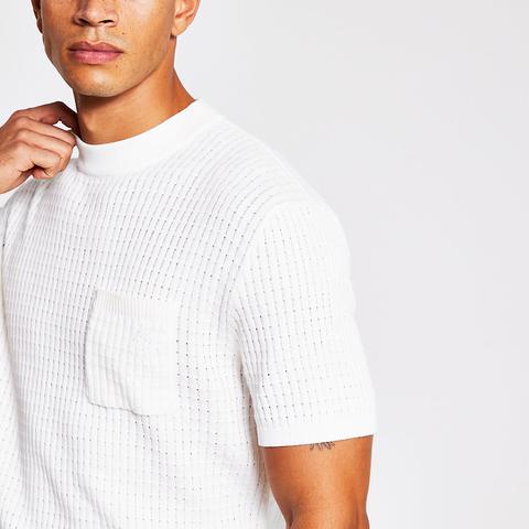 Maison Riviera Ecru Knitted Waffle T-shirt