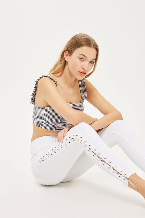 Petite 28" White Lace Up Jamie Jeans